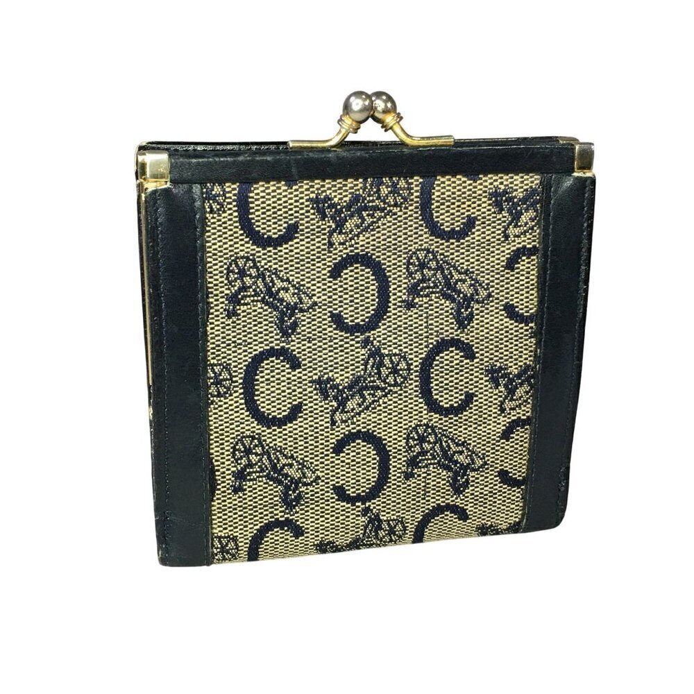 Vintage Céline Paris Horse & Carriage Monogram Leather Canvas Kisslock Wallet